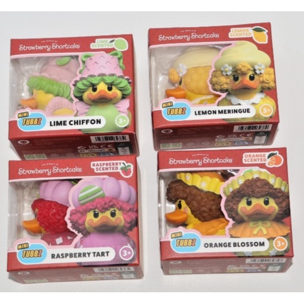Tubbz STRAWBERRY SHORTCAKE Mini Rubber Scented Ducks Lot of 4 NEW